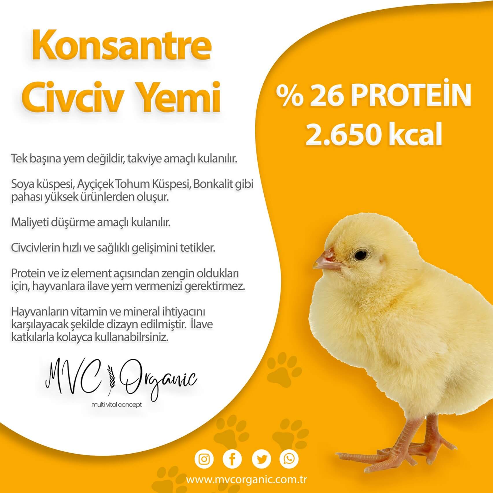 MVC Organic konsantre civciv yemi, bitkisel yemler, yumurta ve civciv gelişimi için doğal beslenme seçeneği